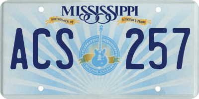 MS license plate ACS257
