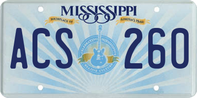 MS license plate ACS260