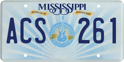 MS license plate ACS261