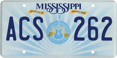 MS license plate ACS262