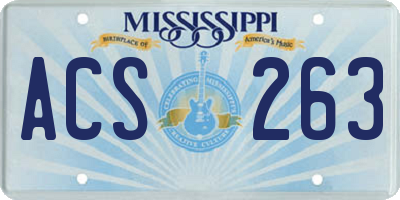 MS license plate ACS263