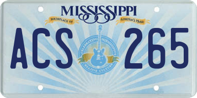 MS license plate ACS265