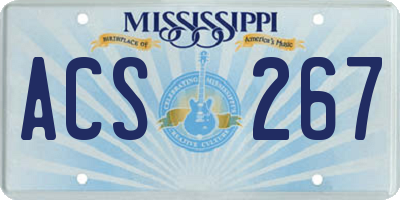 MS license plate ACS267