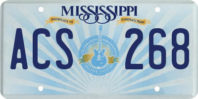 MS license plate ACS268