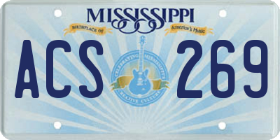 MS license plate ACS269