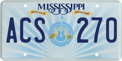 MS license plate ACS270