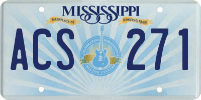 MS license plate ACS271