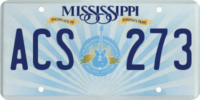 MS license plate ACS273
