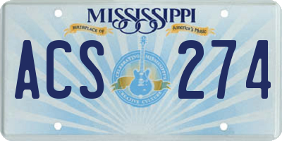 MS license plate ACS274