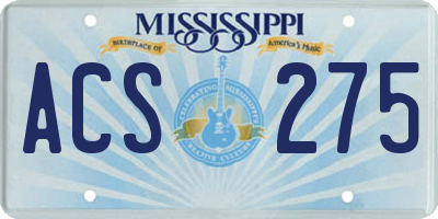 MS license plate ACS275