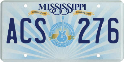 MS license plate ACS276