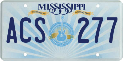 MS license plate ACS277