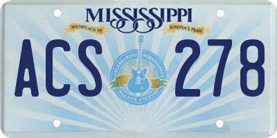 MS license plate ACS278