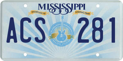 MS license plate ACS281