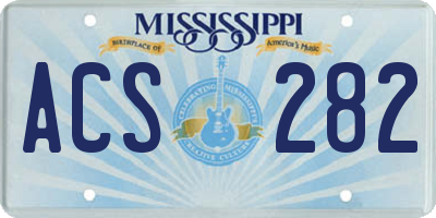 MS license plate ACS282