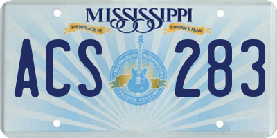 MS license plate ACS283