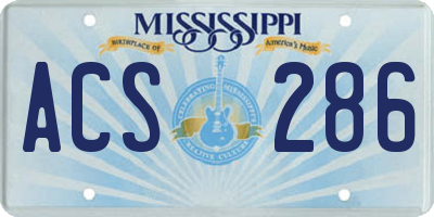 MS license plate ACS286