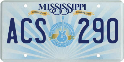MS license plate ACS290