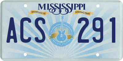 MS license plate ACS291