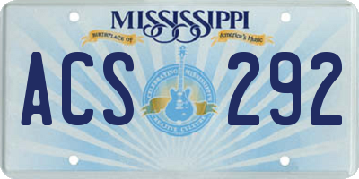 MS license plate ACS292
