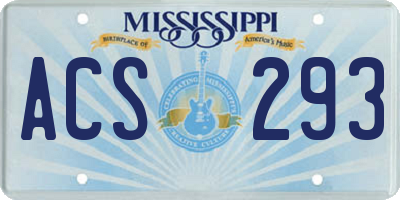 MS license plate ACS293