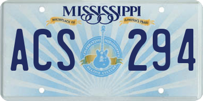 MS license plate ACS294