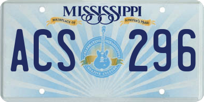 MS license plate ACS296