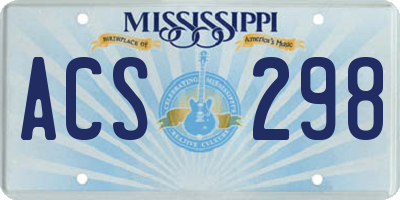 MS license plate ACS298