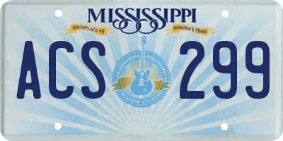 MS license plate ACS299