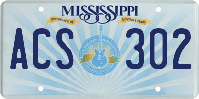 MS license plate ACS302
