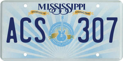 MS license plate ACS307
