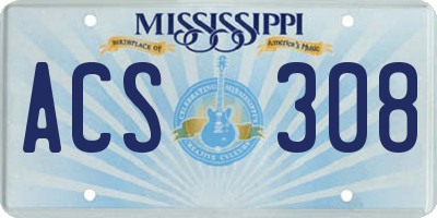 MS license plate ACS308