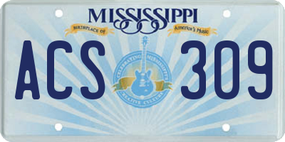 MS license plate ACS309