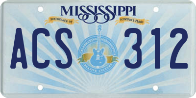MS license plate ACS312