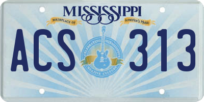 MS license plate ACS313
