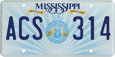 MS license plate ACS314