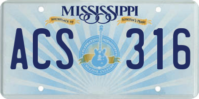 MS license plate ACS316