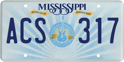 MS license plate ACS317