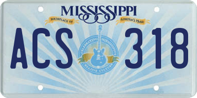 MS license plate ACS318