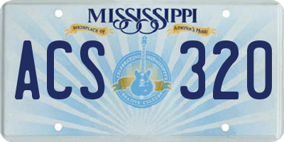 MS license plate ACS320