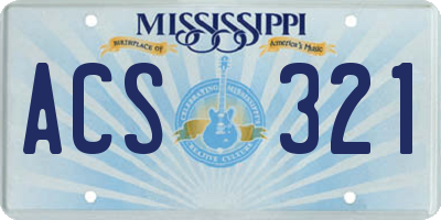 MS license plate ACS321