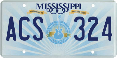 MS license plate ACS324
