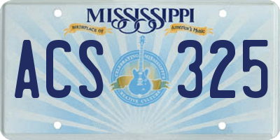 MS license plate ACS325