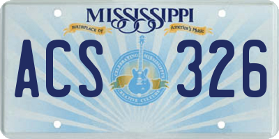 MS license plate ACS326