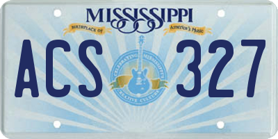MS license plate ACS327