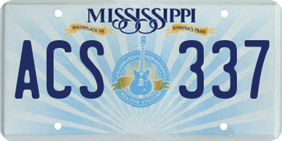 MS license plate ACS337