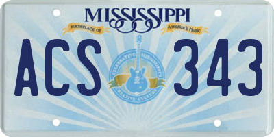 MS license plate ACS343