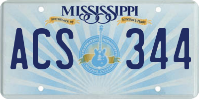 MS license plate ACS344