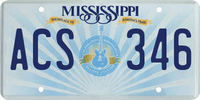MS license plate ACS346