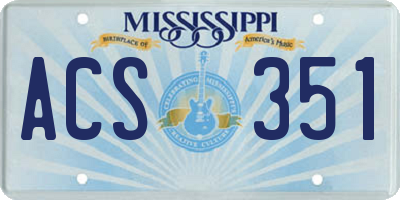 MS license plate ACS351